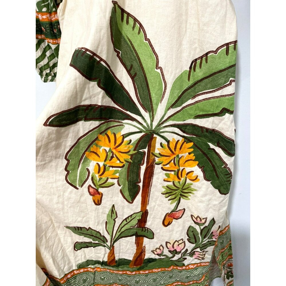 Farm Rio For Anthropologie Cutout Maxi Dress Medium  Floral Palm Print Cotton - Picture 6 of 7